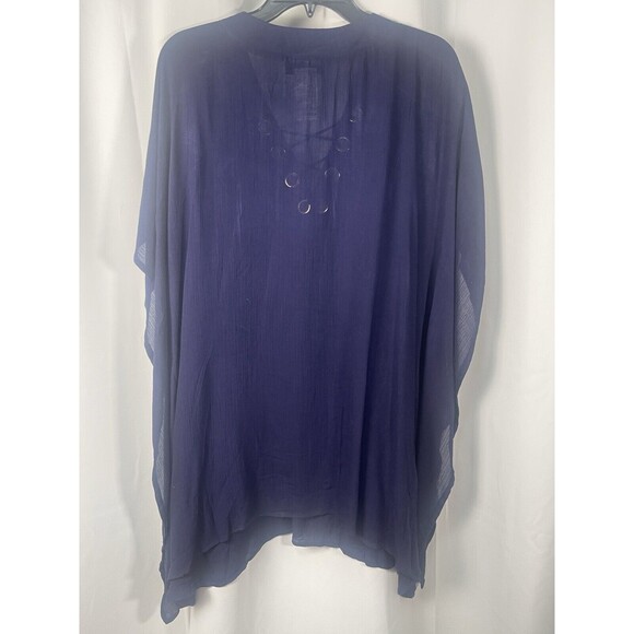 La Blanca Capri Lace Up Caftan Swim Cover-Up In Navy Blue Sz Sm New - Picture 5 of 8